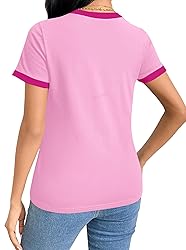 Remidoo Womens Ringer Tee Crew Neck Short Sleeve T