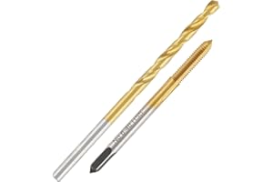 Aceteel 6-40 UNF Tap with 2.9mm Drill Bit, Ti-Coated HSS #6-40 Thread Tap and #33 Straight Handle Twist Drill