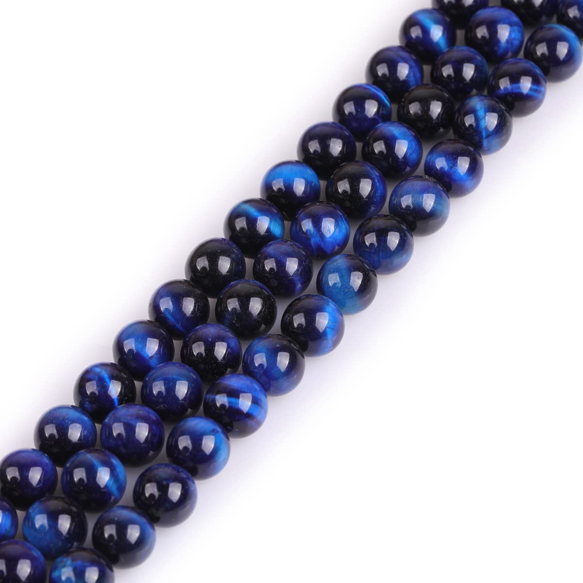 GEM-Inside Natural 10mm Lapis Blue Tiger Eye Round Gemstone Semi Precious Loose Beads for Jewellery Making 15"