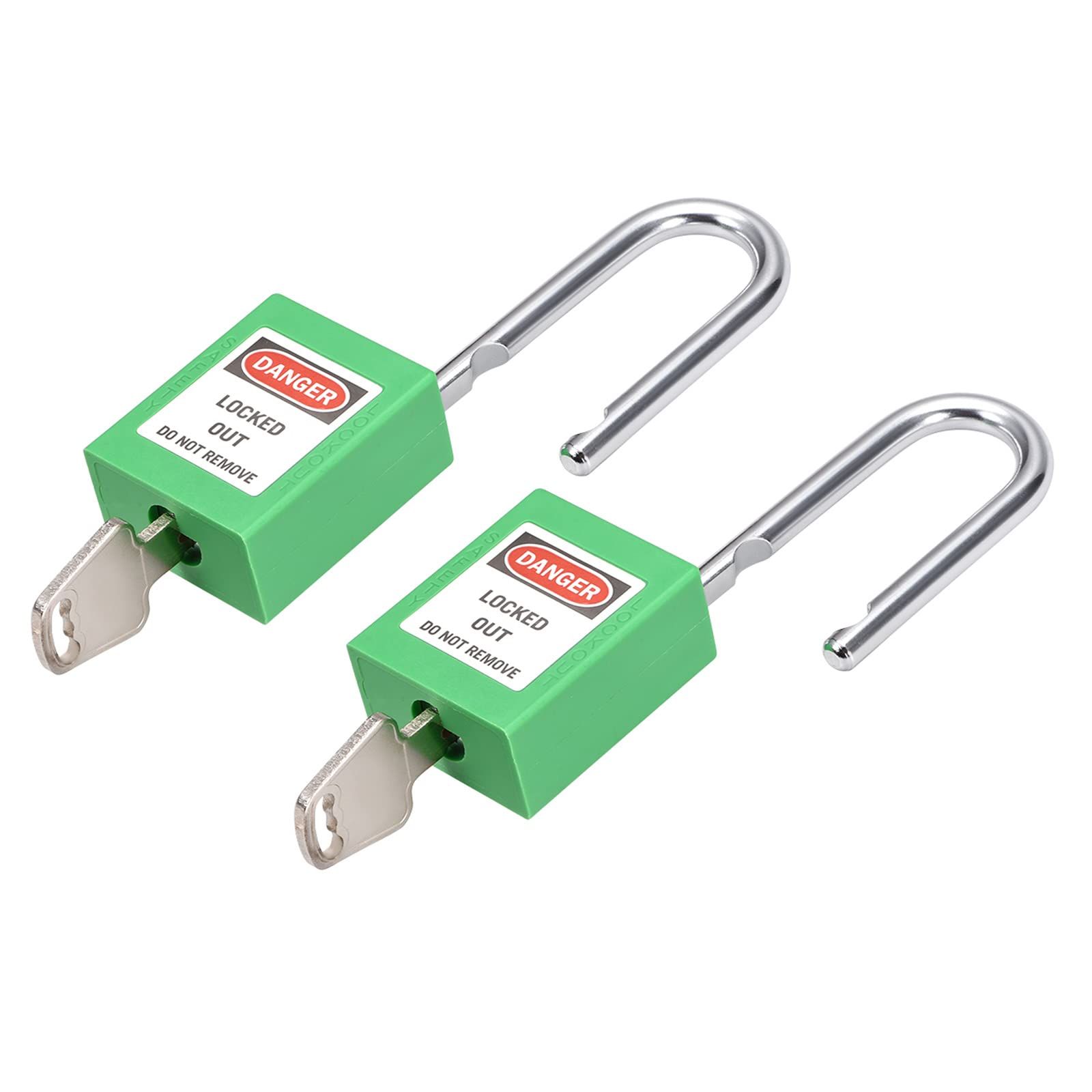M METERXITY 2 Pack Lockout Tagout Locks - Keyed Alike Safety Padlocks, Lightweight and Compact, Apply to Lock Out Tag Out, (38mm, Green)
