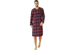 Latuza Men's Cotton Flannel Nightshirt Sleep Shirt
