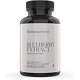 BioImmersion North American Blueberry Extract 500mg - Supports Brain & Cellular Health w Highly Concentrated 80:1 Anthocyanin & Polyphenol Content - Pure Vegan Antioxidant - 60 Capsules