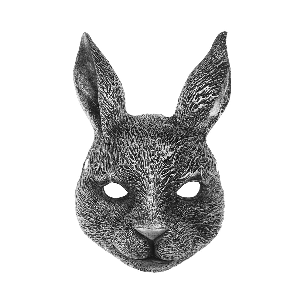 Animal Rabbit Masks Adults Horror Realistic Bunny Mask Full Face For Halloween Cosplay Fancy Dress Easter Carnival (Silver)