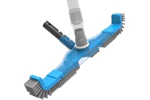 TidyMister 20" 2 in 1 Pool Brush Vacuum Head with Swivel Hose Connection & Sturdy Nylon Bristles for Heavy Duty Inground & Above- Ground Pool Cleaning - Connecting 1-1/4" or 1-1/2" Hose (No Pole)