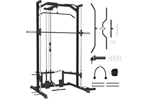 FAGUS H FAGUS Smith Machine Home Gym Power Cage with Pulley System, Space Saving Design Squat Rack with Full Body Strength Training Attachments, PEC Station & Fixed Cable Crossover Optional