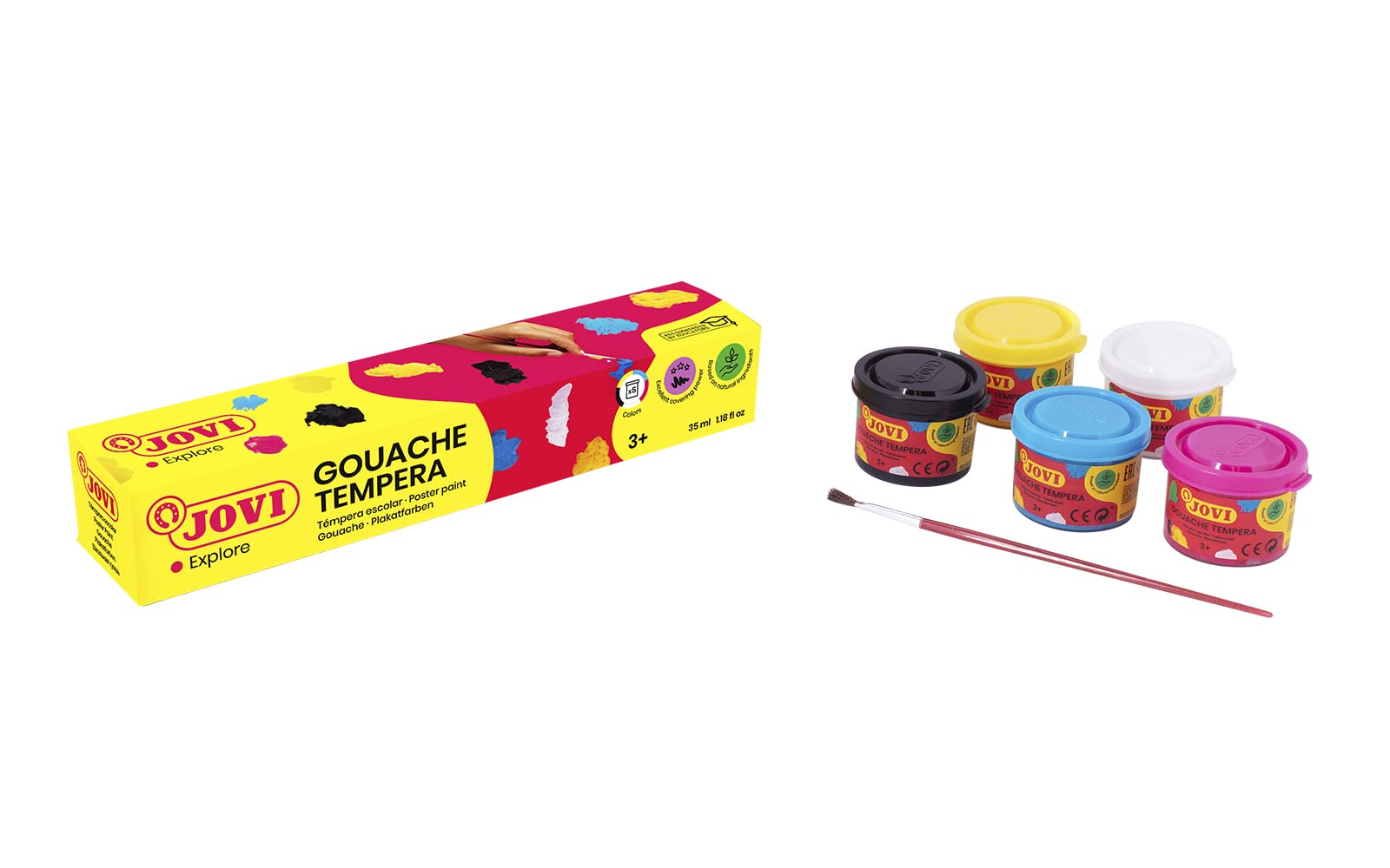 Jovi 724898 - School tempera 35ML, assorted colors - Box of 5 tins