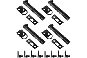 Lothee 4 Pcs Solid Brass Surface Bolt Door Slide Bolt Door Latches for Top of Slide Latch Lock(4",Matte Black)