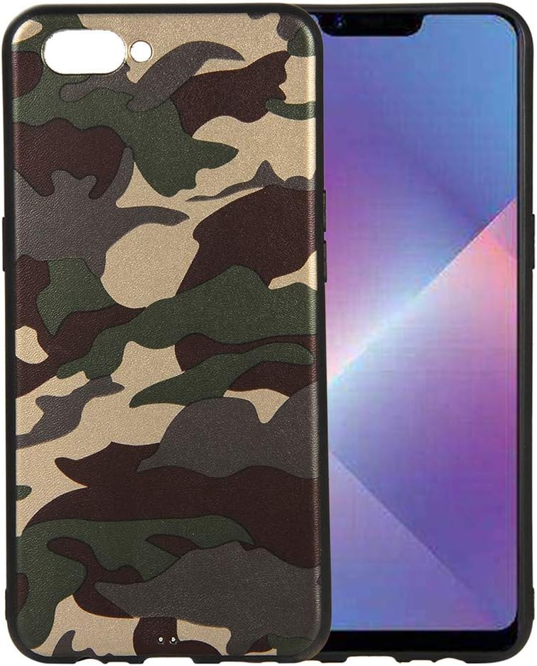 IVY A3s TPU Case,[Camouflage Camo IMD] Shock Proof Anti-Finger Print Flexible TPU Gel Back Cover for Oppo A3s/A5 - Army Green