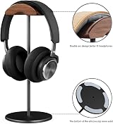 QinCoon Walnut Wood Aluminium Headphone Stand Black Heavy Base All Sizes view 4