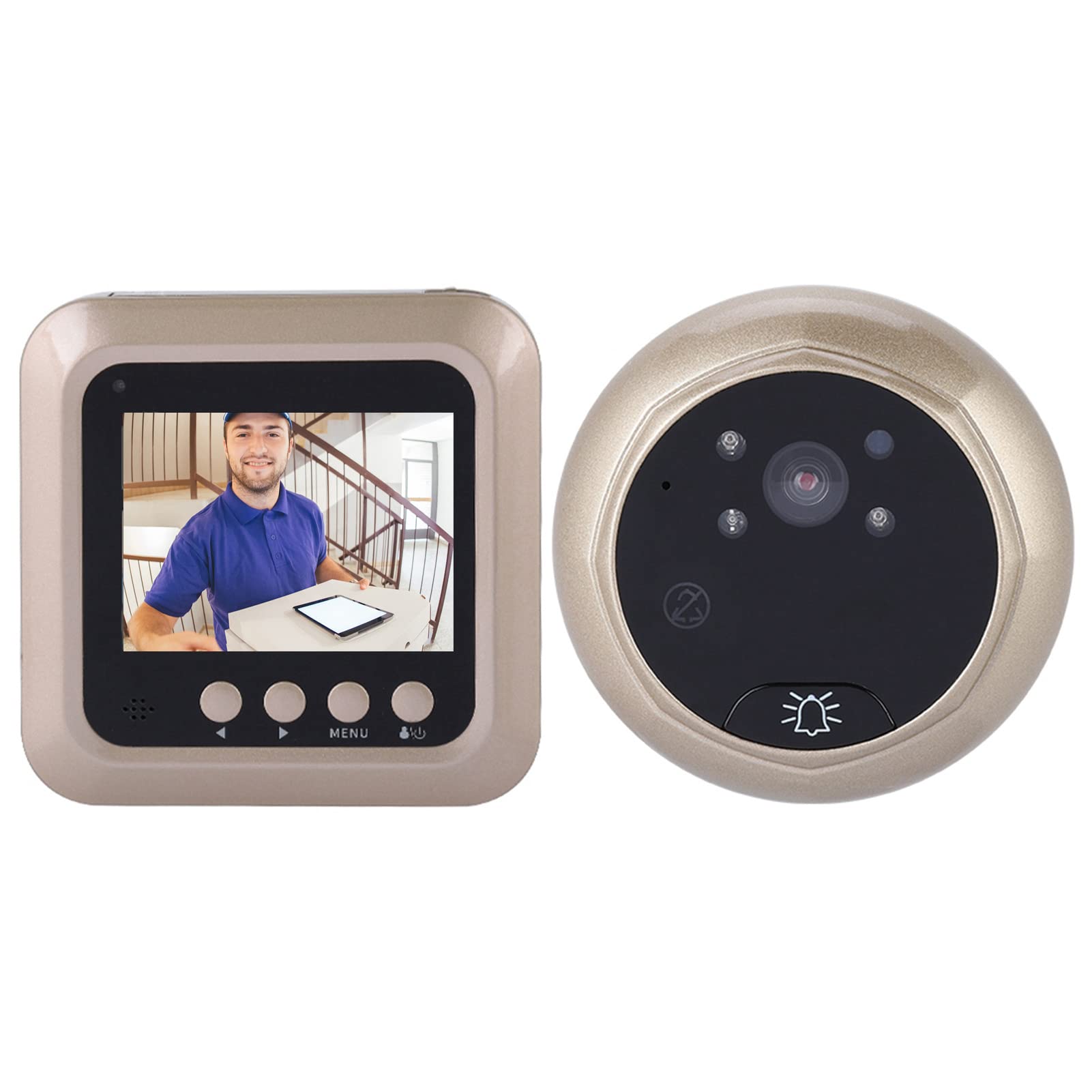 Leapiture Video Doorbell 2.4 Inch 1080P Smart Electric Doorbell TFT Digital Peephole Infrared Night View Functional Security Camera Viewer Home Security System