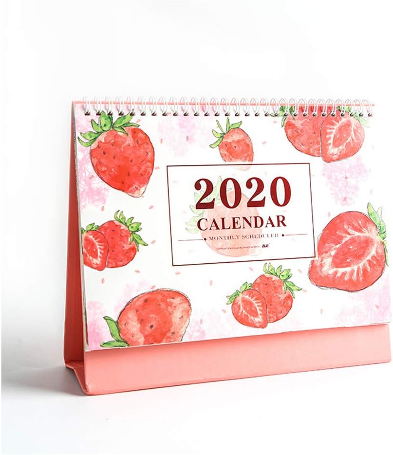 2020 Desk Calendar Flip Monthly Calendar-Natural, July 2019 Through December 2020, 10x7 inches (Strawberry)