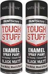 HitlineUK Matt Black Spray Paint 2x400ml Multi-Surface Aerosol Wood Metal view 4