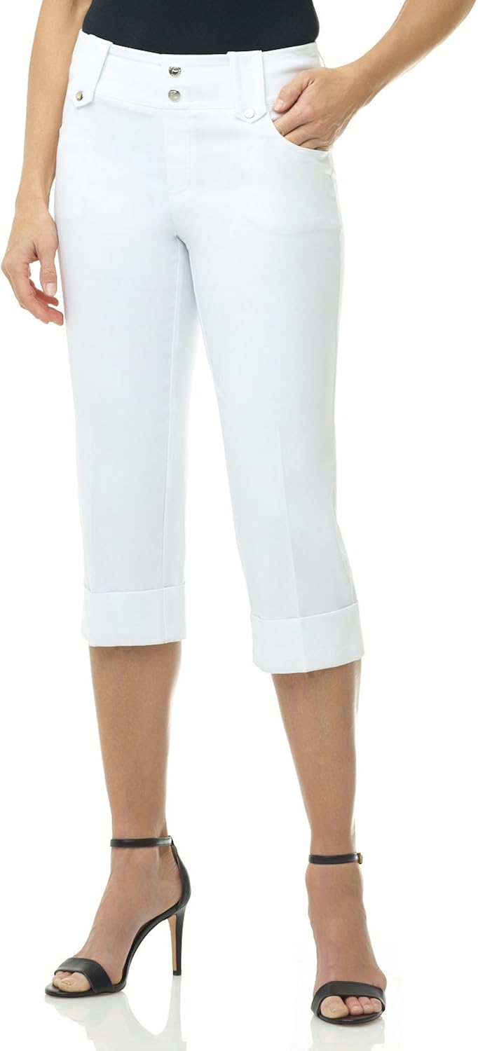 Rekucci Women's Ease into Comfort Modern Classic Cuffed Capri at  Women’s Clothing store