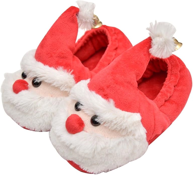 Amazon.com | OULII Christmas Santa Claus Slippers Warm Plush Slip-on ...