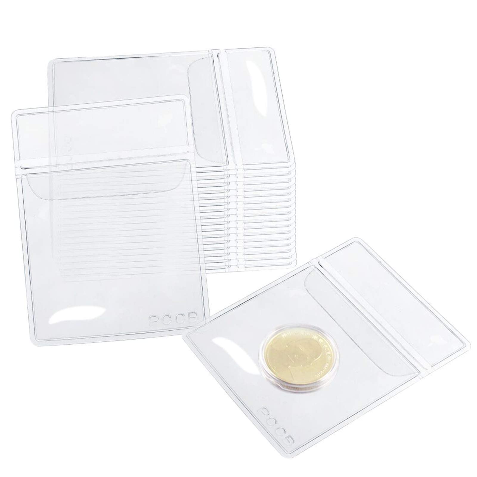 Single Pocket Coin Flips,Gogoaie 30 Pcs Individual Clear Plastic Sleeves Holders for Coins Jewelry & Small Items Storage