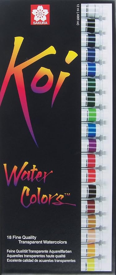 Amazon.com: Koi Watercolor Paints 12ml 18/Pkg-Assorted Colors
