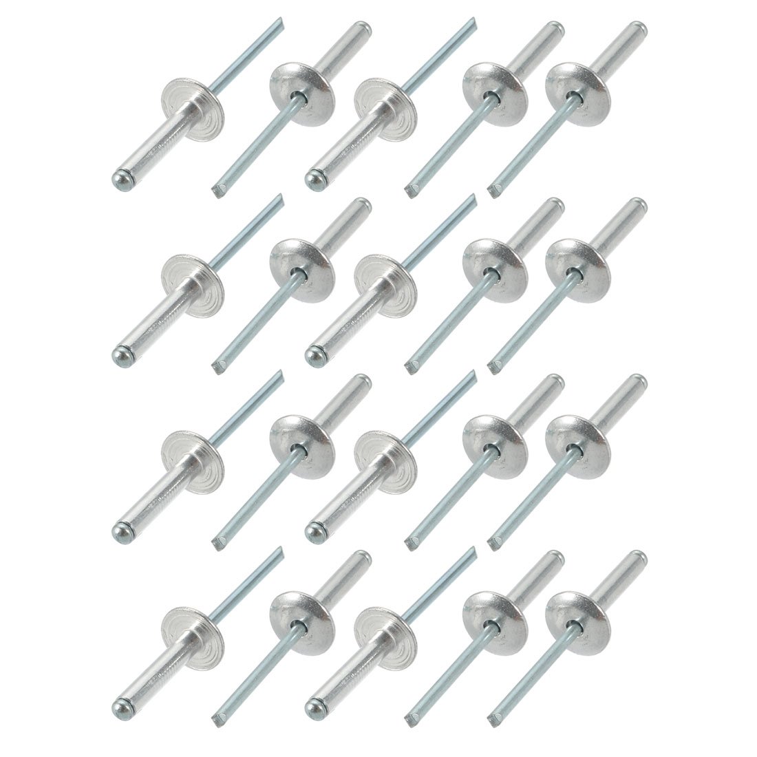 Sourcingmap 20 Pcs 4mm x 20mm Aluminum Open End Large Flange Blind Rivets