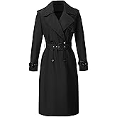 RISISSIDA Women Double-Breasted Trench Coat,Water Resistant,Casual and Business Overcoat,Knee-Length,Loose Fit,Removable Belt