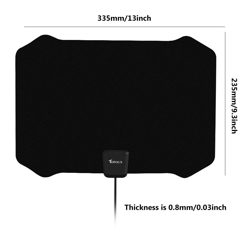 50 Mile Flat TV Antenna,Digital HDTV Antenna Indoor Long Range ATSC Home Television Receiver with Detachable Amplifier Signal Booster USB Power Supply 16.5FT High Performance Coax Cable -Black