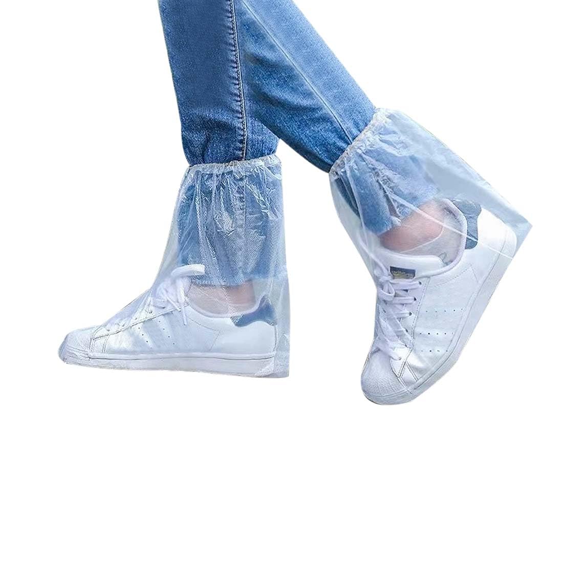 Photo 1 of 10 Pairs Shoe Covers Boot Covers Plastic Disposable Waterproof Shoe Covers for Men and Women Rain Outdoor Indoors Overshoes (Transparent)