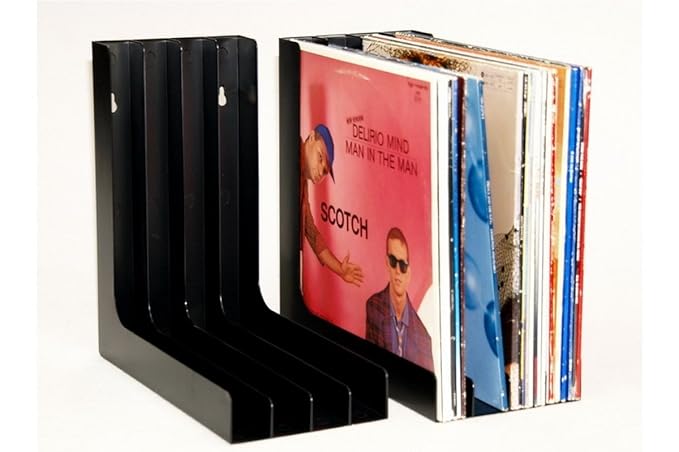 Vinyl Schallplatten Winkel Ständer musictools, LP Regal für 80 LPs - schwarz (2 Stück)