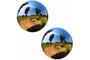 Gazing Balls - 2Pcs Stainless Steel Mirror Ball, Gazing Globe Shiny Ball for Gardens Decoration (2Pcs 6Inch)
