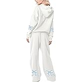 SHBECYDE Two Piece Outfits Bow Graphic Print Hoodie Sweatpants Set Oversized Sweatshirt and High Waist Sweatpants Tracksuit