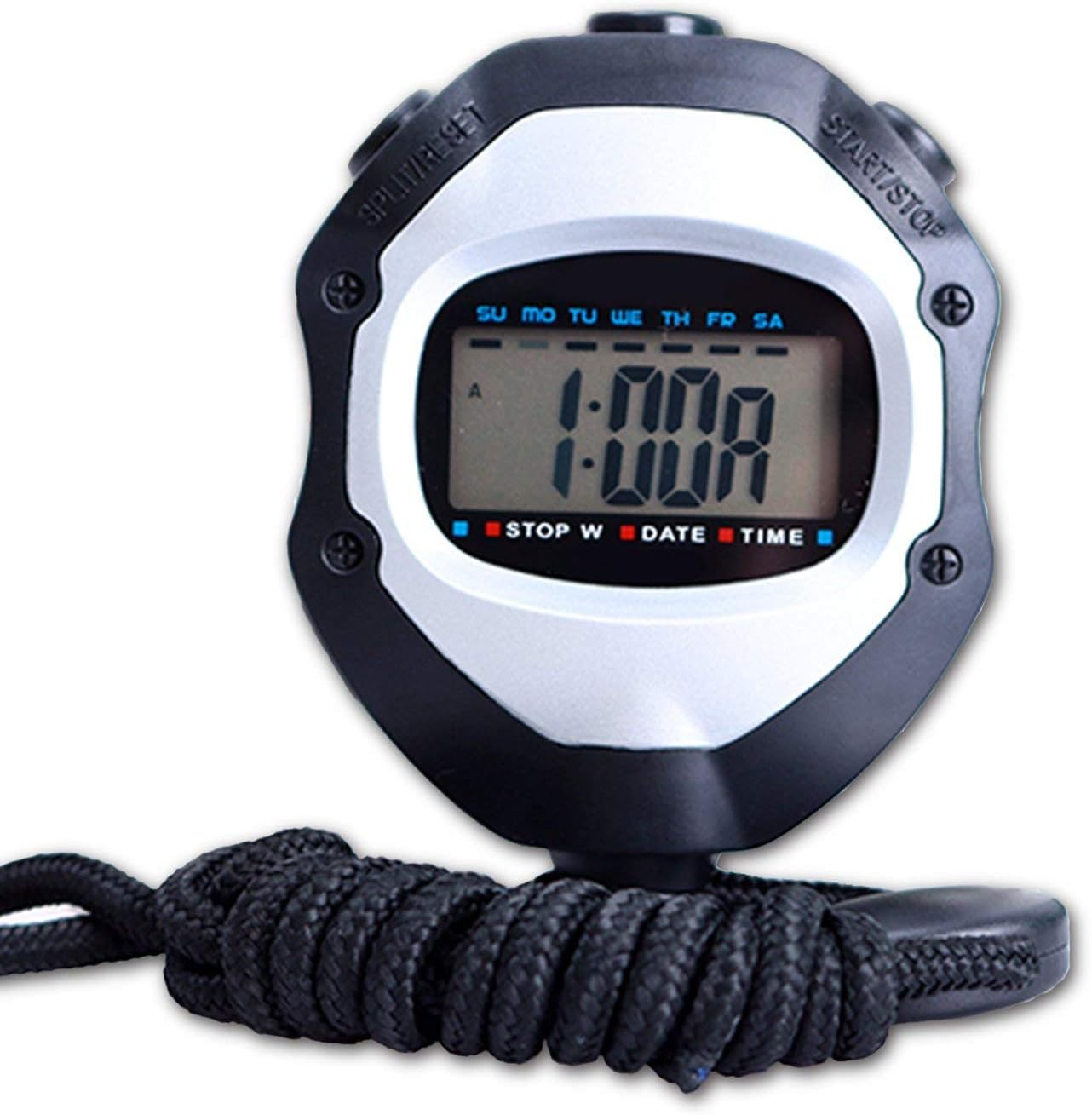 LAOPAO Stopwatch,1/100 Second 100 Pcs Memories, Clock Daily Rainproof Digital Timer for Sports Match,Competition,Coach,Referee,Training,Timing