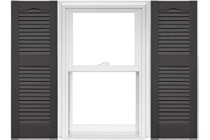 Mid America Open Louver Vinyl Shutters (1 Pair) - 14.5 x 64 018 Tuxedo Gray