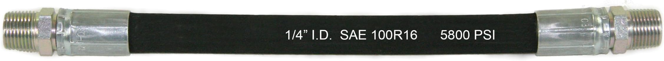 Abbott Rubber 1960-0250-48 5800 PSI High Pressure Hydraulic Hose, 1/4 by 48-Inch Length with 1/4-Inch NPT Males on Both Ends, Black