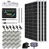 Renogy 400 Watts 12 Volts Monocrystalline Solar RV Kit Off-Grid Kit with Adventurer 30A PWM LCD Charge Controller+ Mounting B