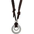 HAQUIL Boho Leather Necklace Antique Tribal Pendant, Boho Jewelry Gift for Men and Women