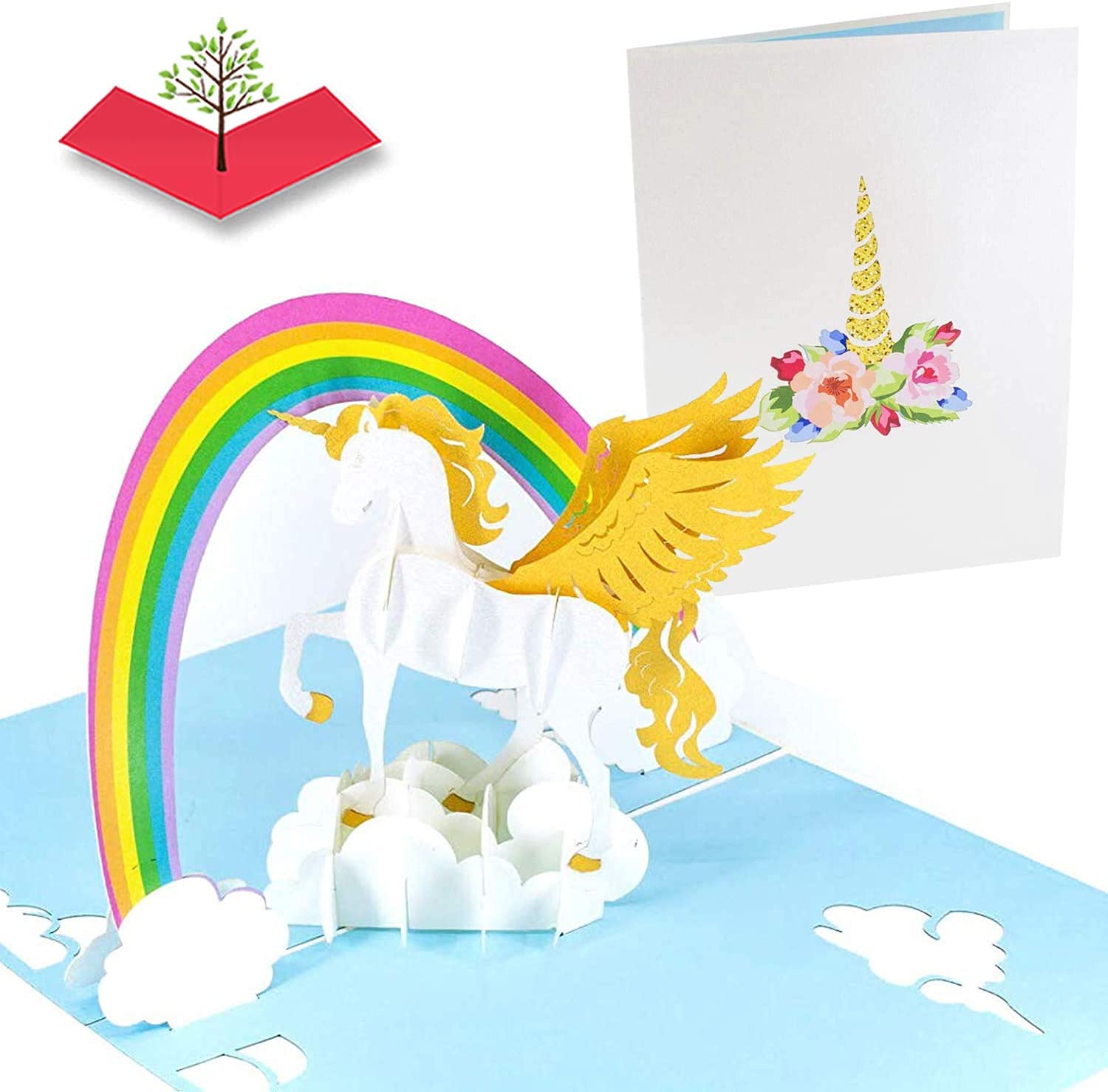 PopLife® Rainbow and Unicorn 3D Pop Up Mother's Day Card - Birthday Pop Up Card, Baby Shower, Get Well - Fold Flat for Mailing - for Mother, for Daughter, for Wife, for Granddaughter, Mom, Sister