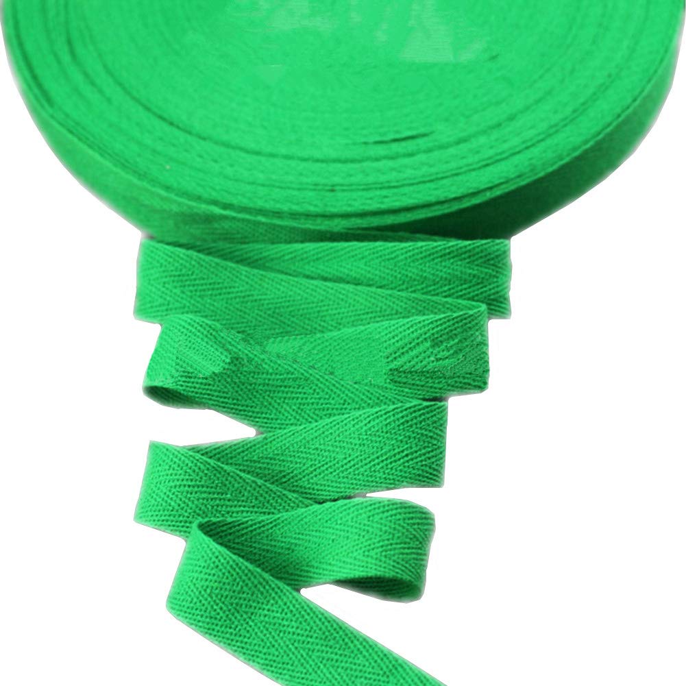 45meters Cotton Ribbon Herringbone Webbing Trim Fabric Tape Tapestry for Bias Binding Gift Wrapping Embellishment Craft Width 20mm (Grass Green)