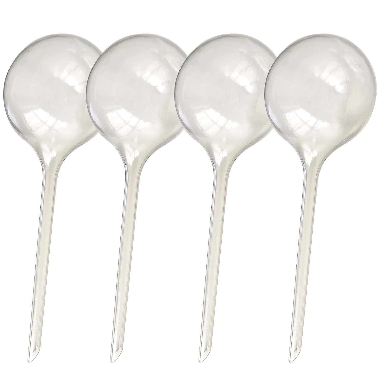 EWENYS 4 Pack Plant Self Watering Bulbs, Ø 8cm Aqua L Size, Self Watering Globes for Holiday Plant Watering,Self watering system for your plants up to 2 weeks Drip Irrigation Device (Clear)