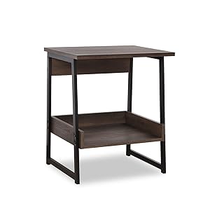 Sekey Home End Table, 2-Tier Side Table with Storage Shelf, Sturdy and Easy Assembly, Wood Look Accent Furniture with Metal Frame, Smoky Oak