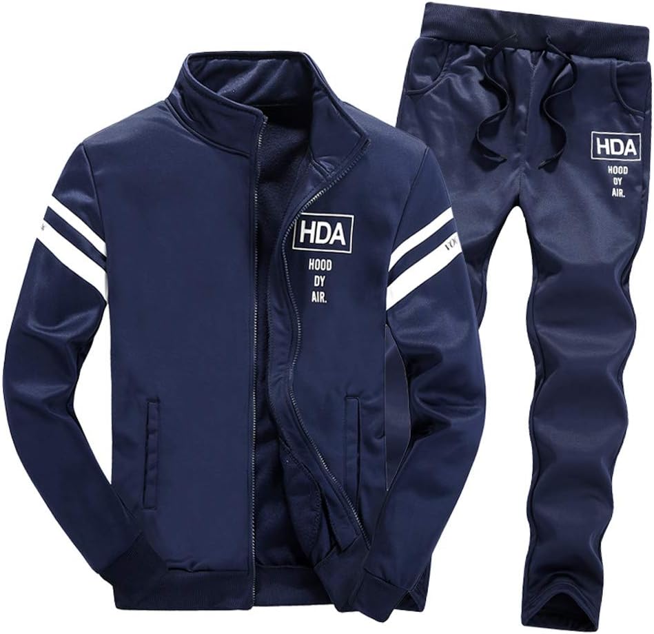 Men Tracksuit Full Zip 2 Piece Men's Autumn Winter Long Sleeved Zipper Leisure Suit Tops Pants Sets Tracksuit