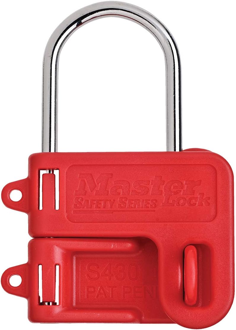 Master Lock S430 Lockout Hasp for 2 Safety Padlocks, Red, 7.6 cm x 5.6 cm x .8 cm
