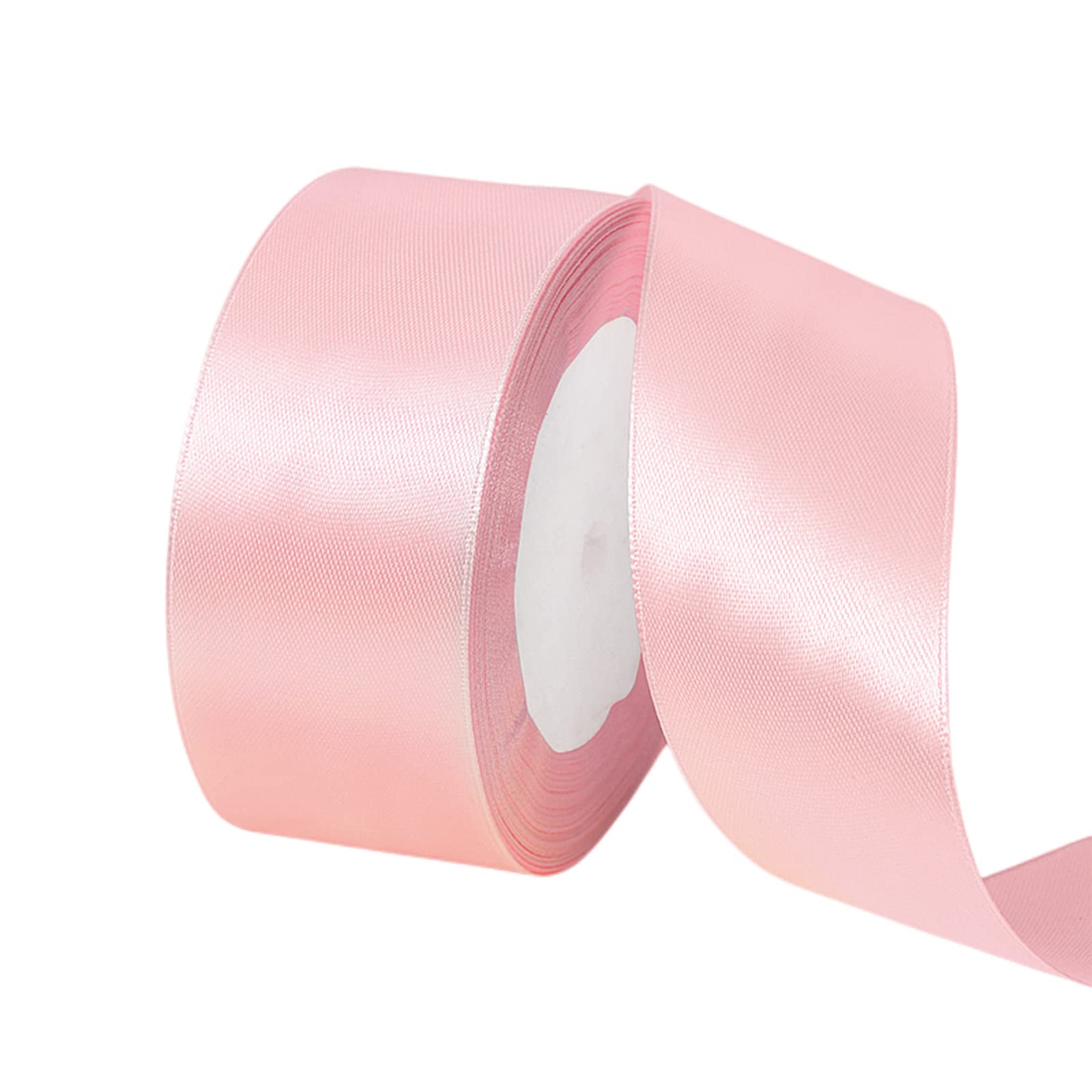 40mm Wide Pink Ribbon for Crafting, 22M 1.5Inch Pink Solid Fabric Large Thick Double Sided Satin Ribbon Decorative Ribbon for Gift Wrapping Wedding Car Sewing Floral Xmas Presents — image 1