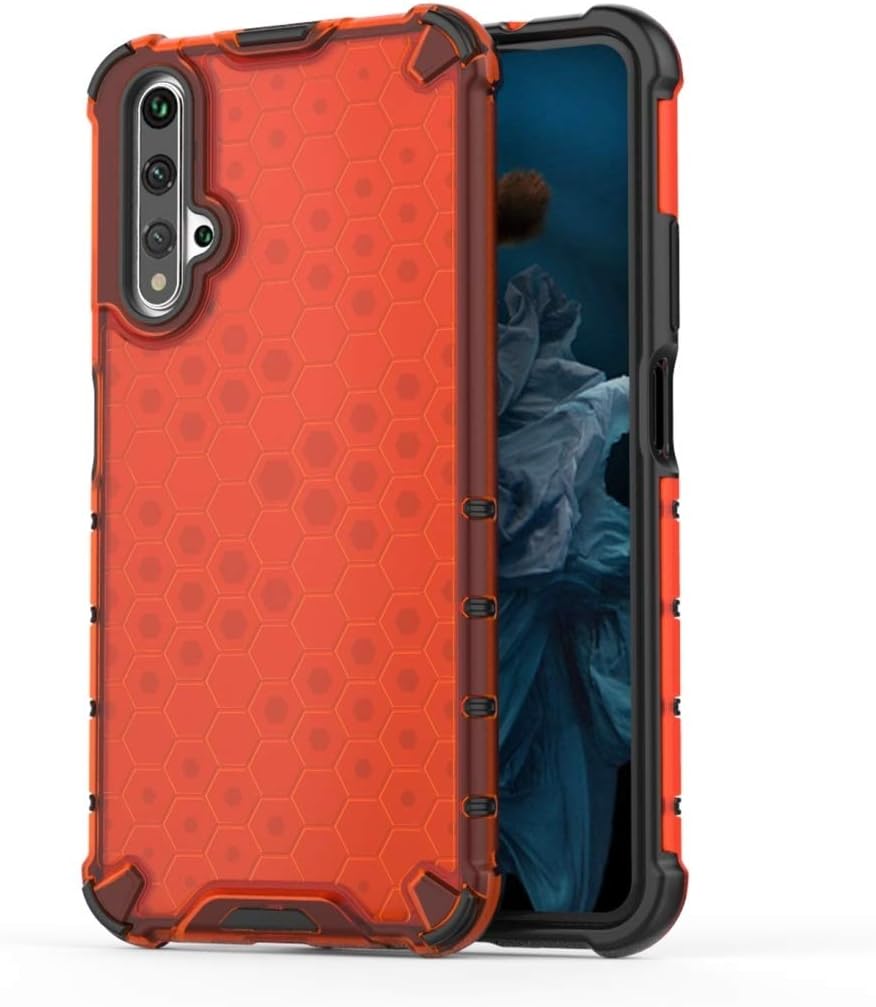 GUOSHU Mobile Phone Case Bag for Huawei Nova 5T Shockproof Honeycomb PC + TPU Case(Red) Back Cover Case (Color : Red)