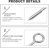 FFWHKON 10 Pcs Eye Hooks Screw 2.5 Inches Stainless Steel Heavy Duty 200 Lbs view 5