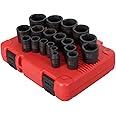 SUNEX TOOLS 2640, 1/2 Inch Drive Impact Socket Set, 19-Piece, SAE, 3/8 Inch – 1-1/2 Inch, Cr-Mo Alloy Steel, Radius Corner Design, Dual Size Markings, Heavy Duty Storage Case, Meets ANSI Standards