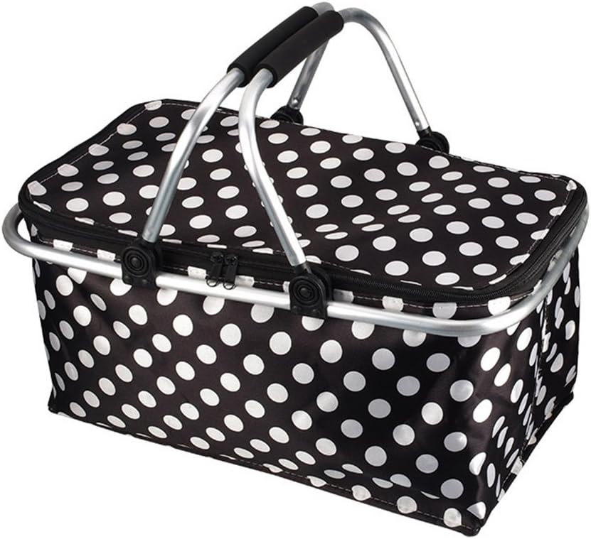 Panier De Courses Pliable 18L Isotherme - Avec Couvercle, Fermeture Éclair, Poignées Doubles - Tissu Oxford, Portable Pour Camping, Plage, Pique-Nique - Gris