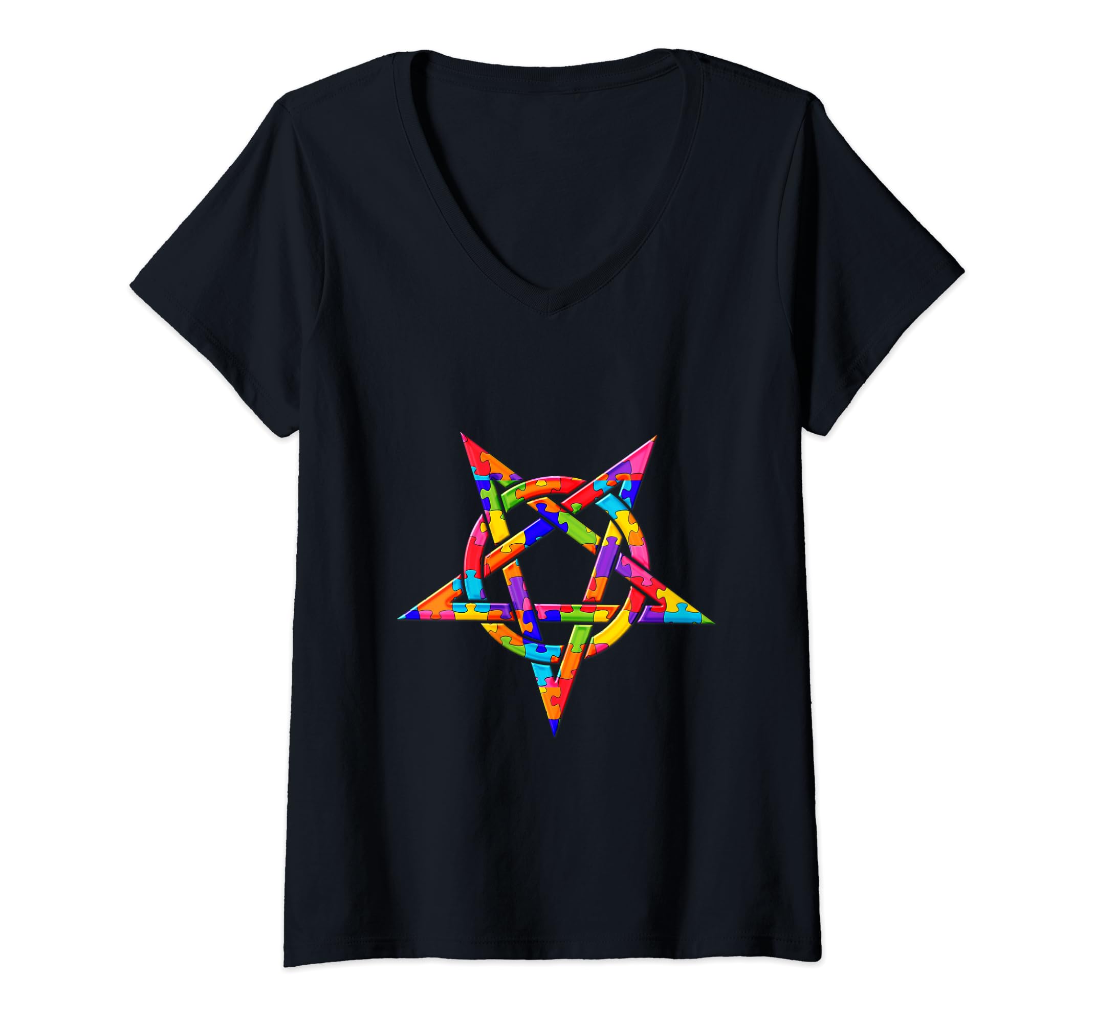 Star of David, Jigsaw Puzzle Autism V-Neck T-Shirt