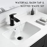 Funime Basin Taps Mixers Waterfall Black Mono 1 Hole with G1/2 Hoses view 2