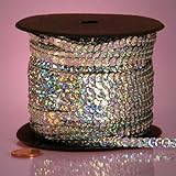 PEPPERLONELY Brand 80 Yard/Roll Holographic Faceted Sequin Trim, Silver