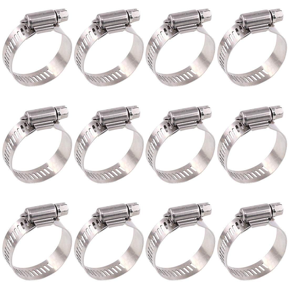 Glarks 20Pcs 304 Stainless Steel Adjustable 21-38MM Range Worm Gear Hose Clamps Assortment Kit, Fuel Line Clamp for Water Pipe, Plumbing, Automotive and Mechanical Application (21-38MM)