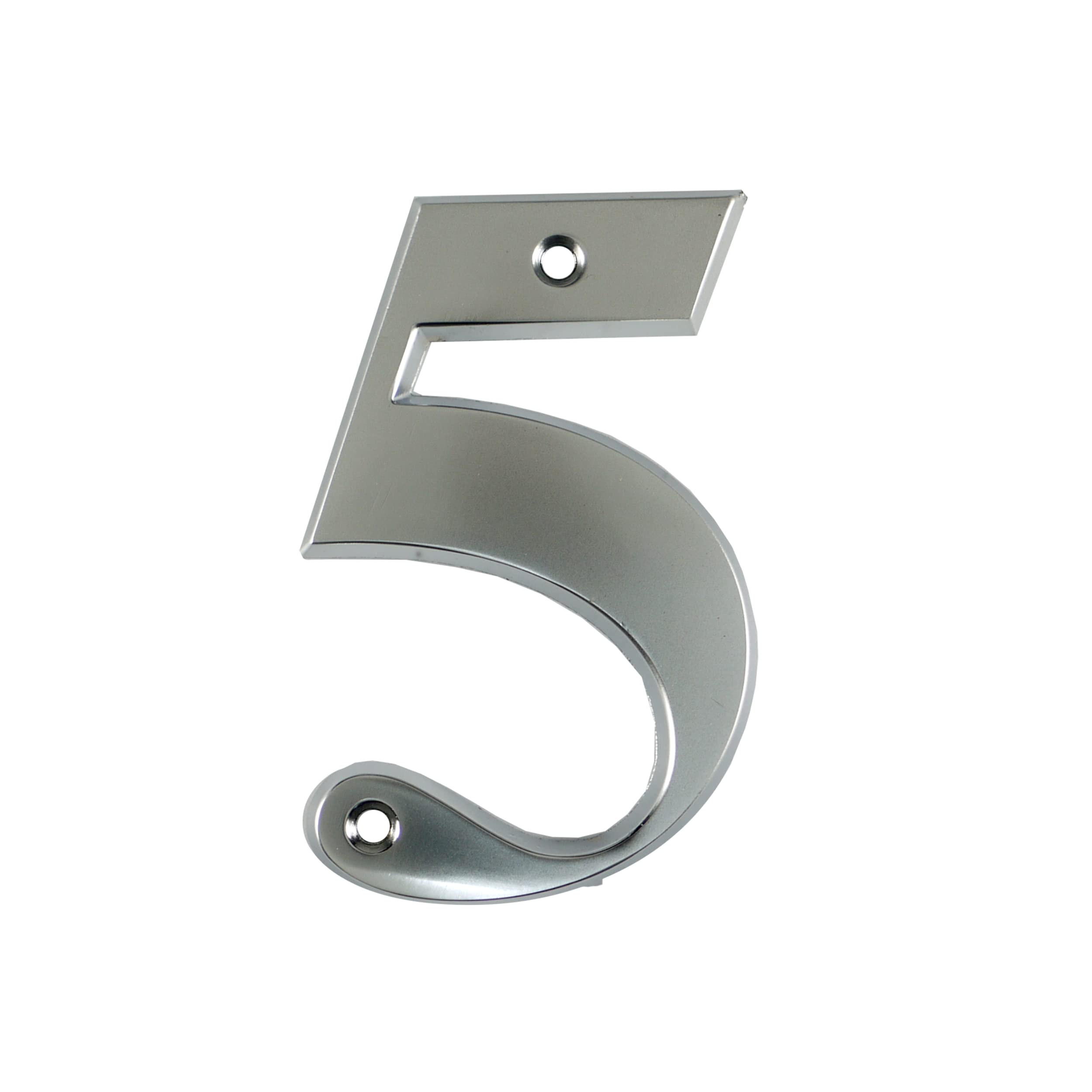 UAP House Numbers - 3 Inch Door Numbers Signature Screw Fix Bevelled Edge For Front Door, Address Number Screw On For Doors And Gates, Letter Times Roman Font (Number 5, Satin Chrome)