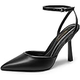 DREAM PAIRS High Heels for Women Closed Pointed Toe Dress Shoes for Women Ankle Strap Stiletto Heel Party Wedding Sexy Pump Shoes