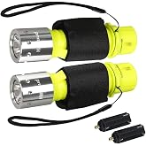 HECLOUD Dive Light IPX8 Waterproof Diving Flashlight 3 Modes 2Pack | T6 LED Bulb, High Lumens, Shockproof Plastic, 60000Hrs Lifespan, Wristband &amp; Lanyard Included, Night Diving &amp; Snorkeling